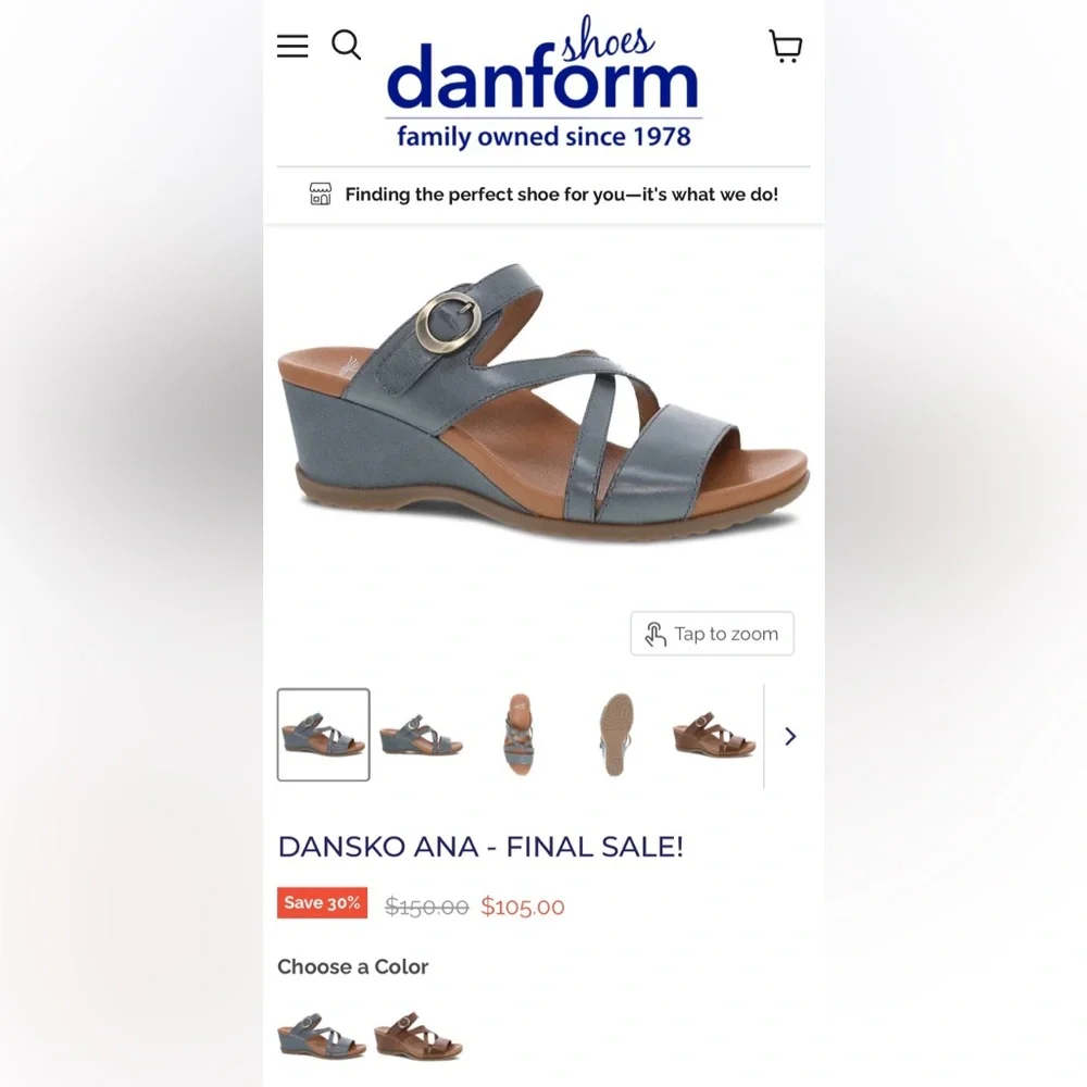 Dansko Ana Blue Leather Strappy Wedge Sandals 37 $150